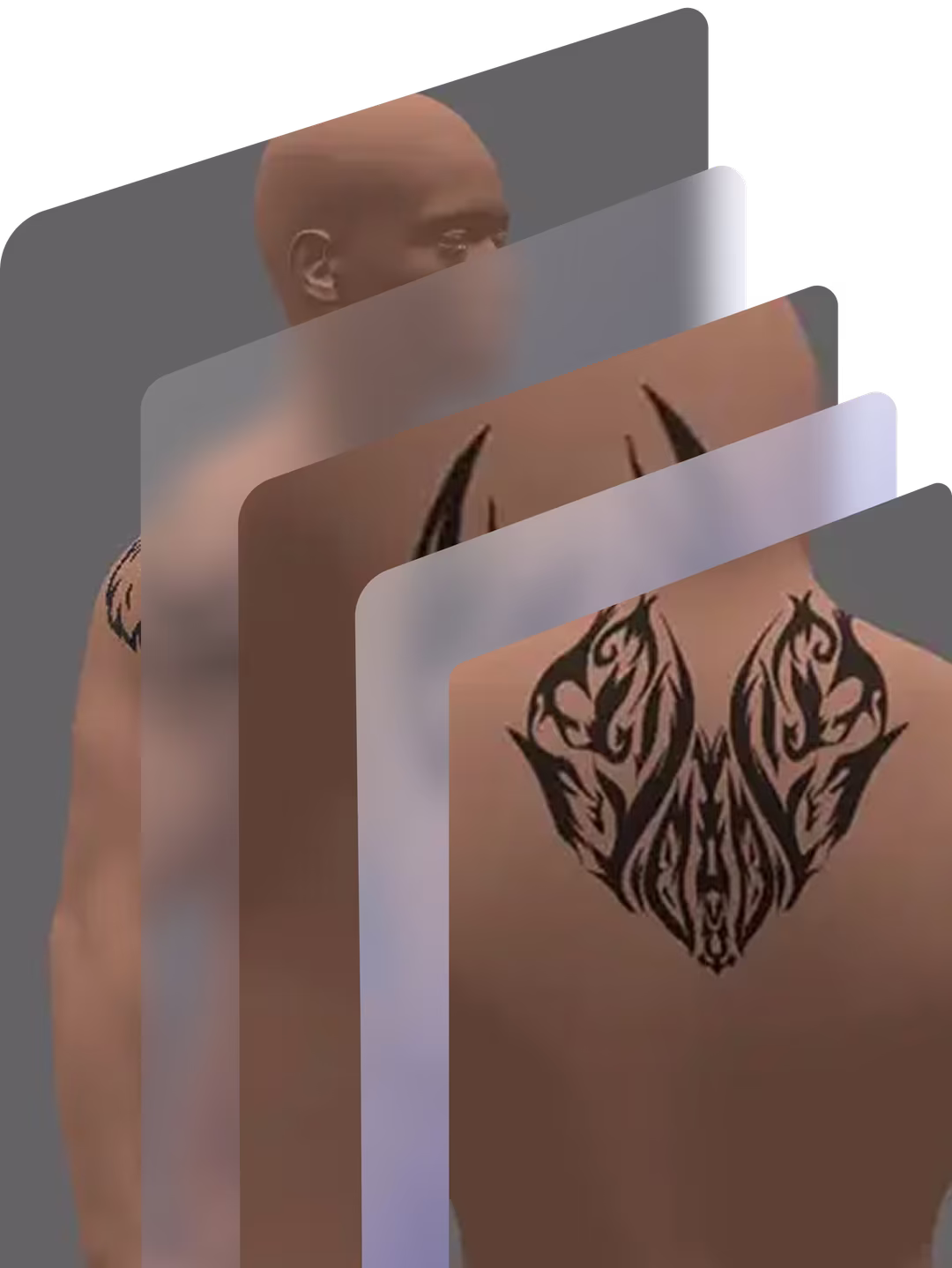 3D character with tattoos